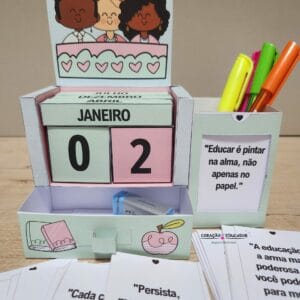 Calendário Permanente Motivacional 📅✨ com frases inspiradoras, personalizável e fácil de montar. Transforme seus dias com positividade!