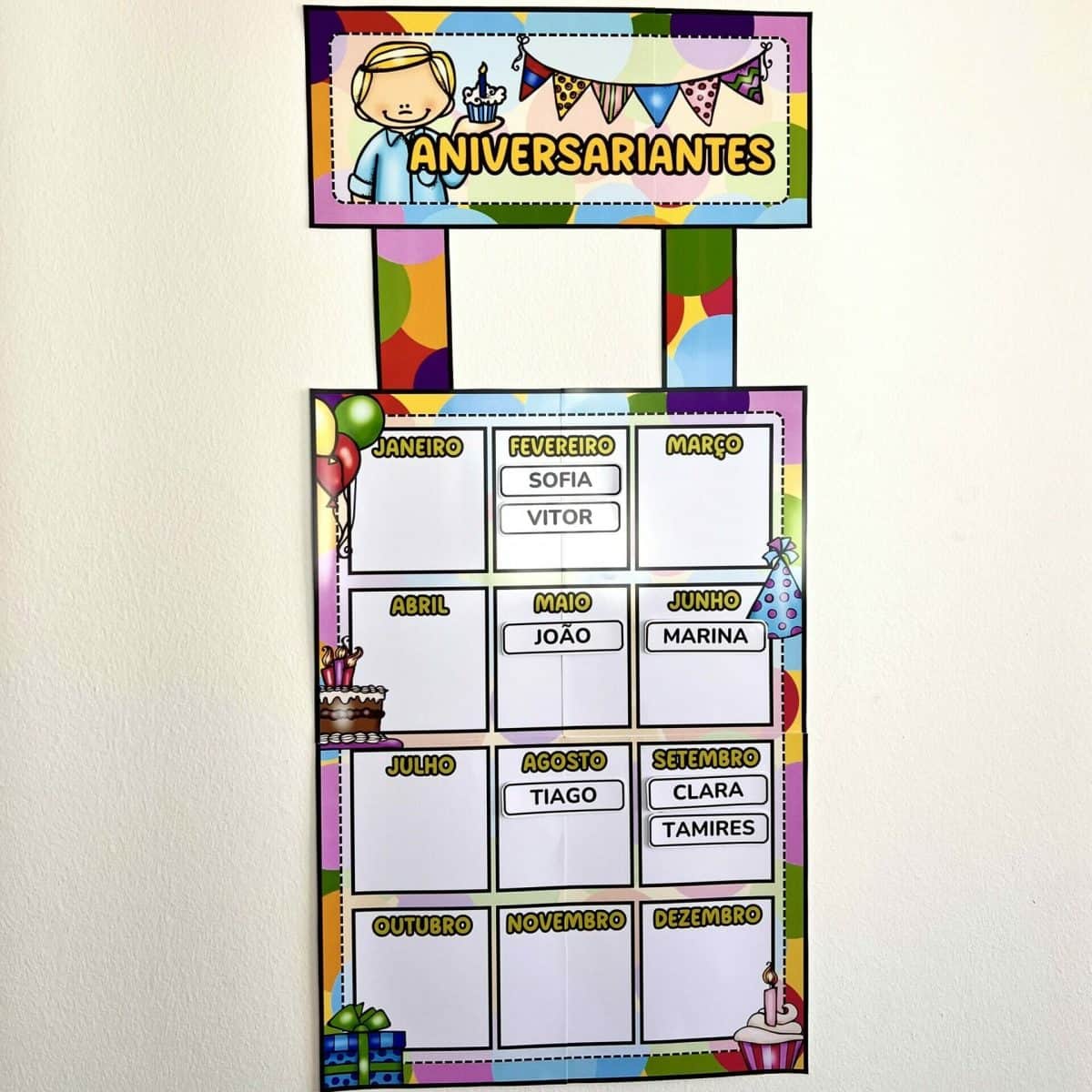 Painel Anual de Aniversariantes - Decoração Escolar