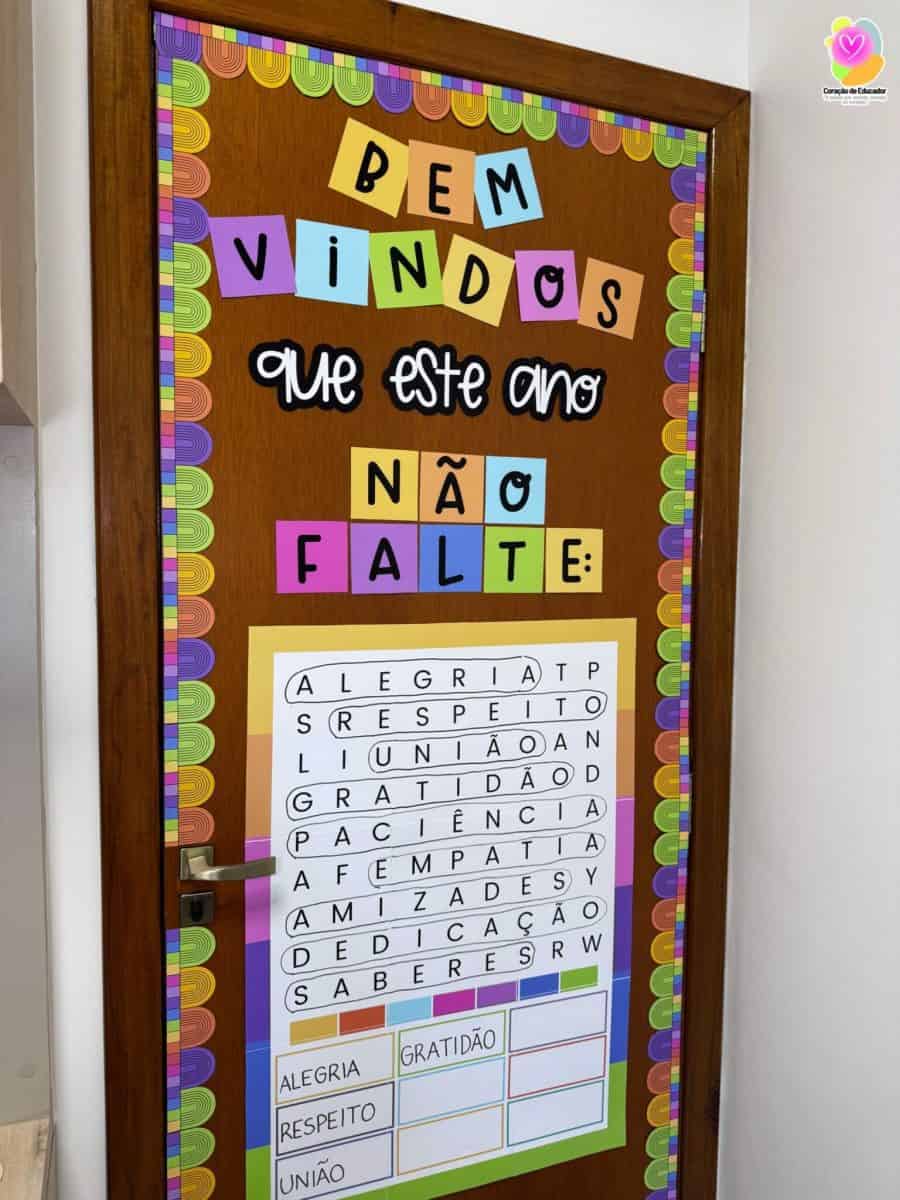Porta Afetiva - Caça Palavras - Decoração Escolar