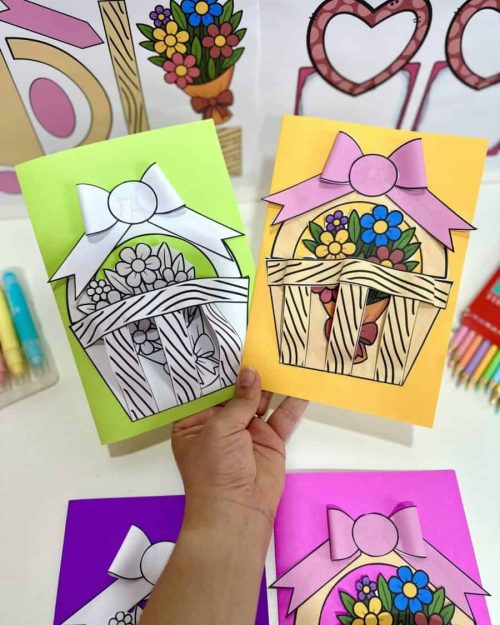 Cartão 3D – Cesto de Flores Dia das Mães - Dia das Mães