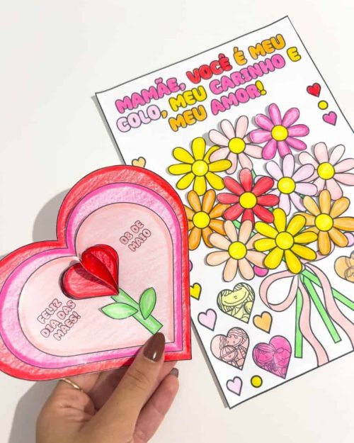 Cartões para Colorir Dia das Mães - Dia das Mães