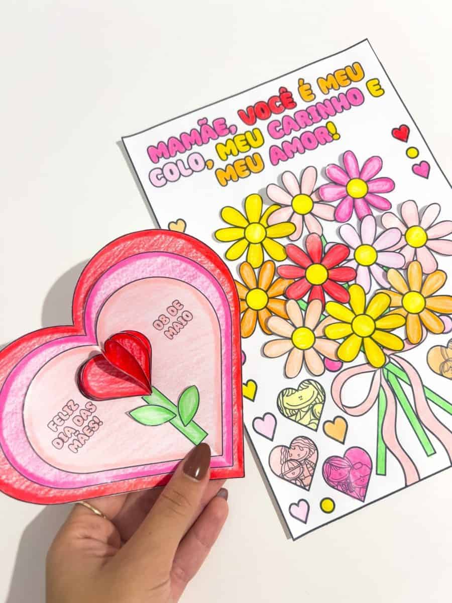 Cartões para Colorir Dia das Mães - Dia das Mães