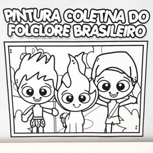 Cartaz Colaborativo do Folclore para Colorir