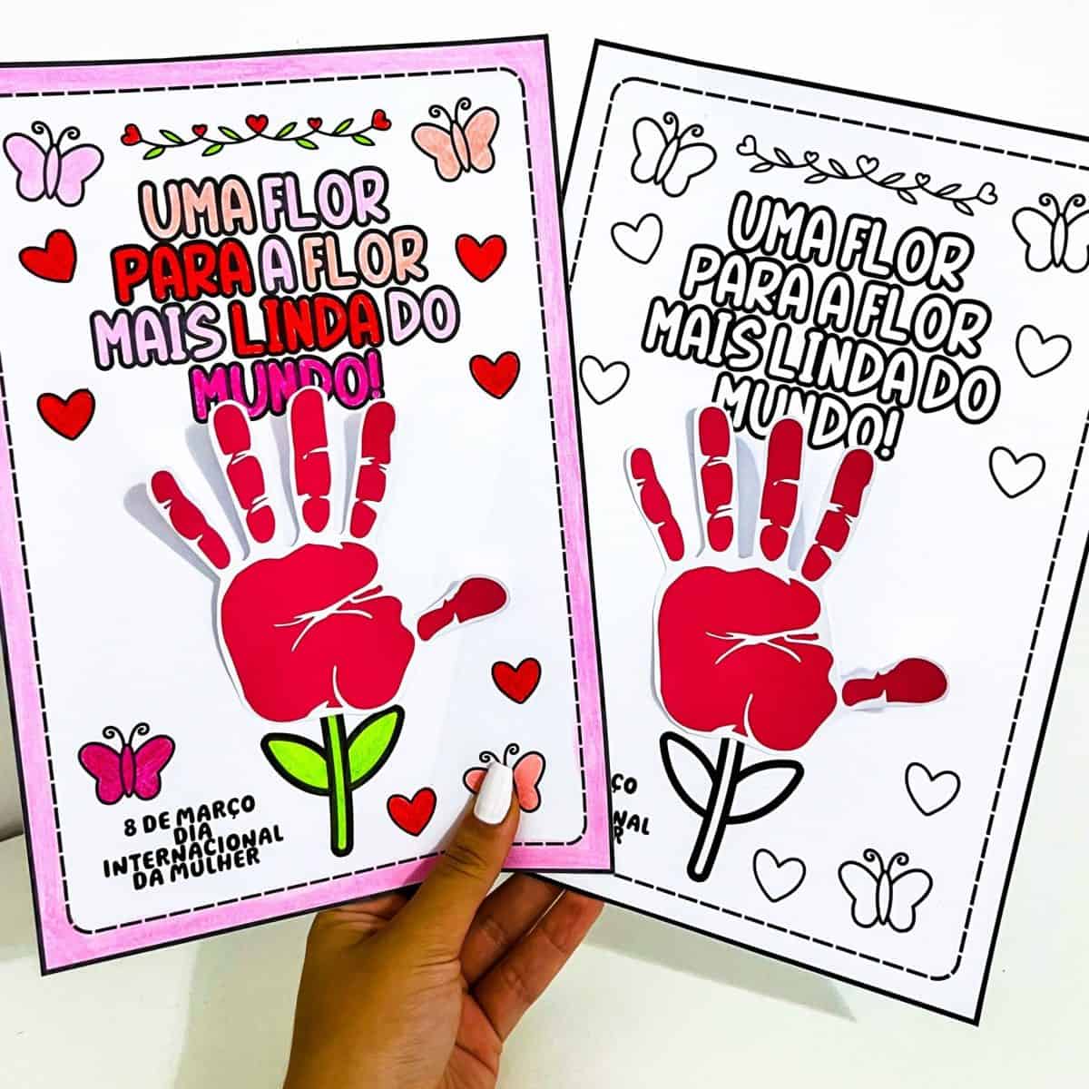Atividade Dia da Mulher - Mãozinhas - Dia Internacional da Mulher