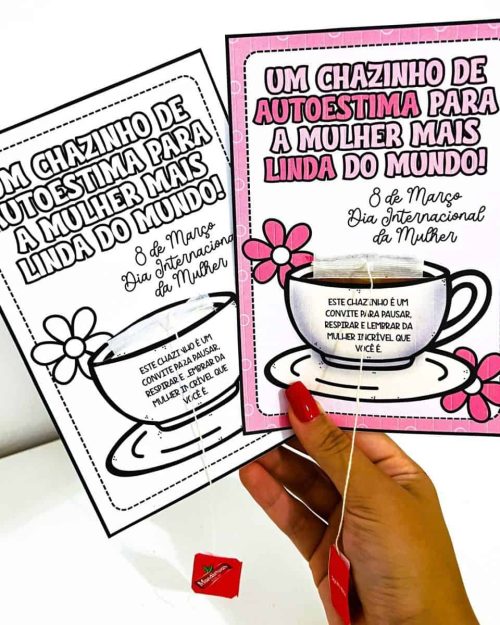 Cartão Dia da Mulher - Chazinho de Autoestima - Dia Internacional da Mulher