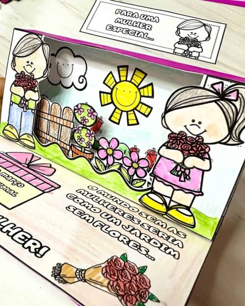 Cartão Jardim 3D - Dia da Mulher - Dia Internacional da Mulher