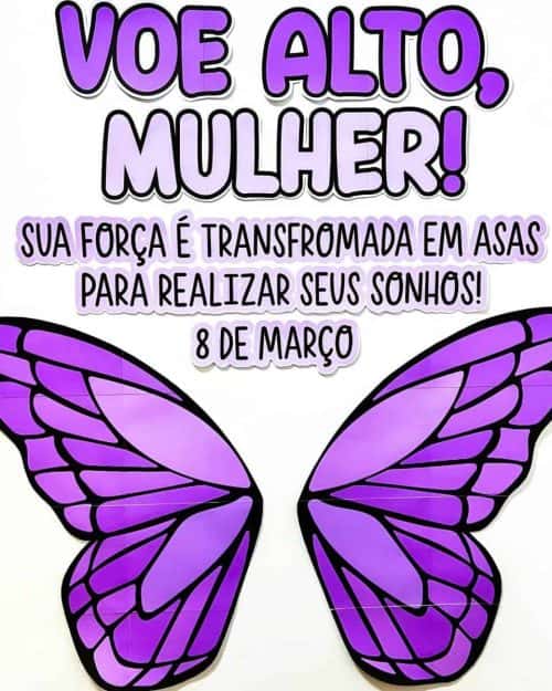 Painel de Fotos Asas de Borboleta - Dia da Mulher - Dia Internacional da Mulher