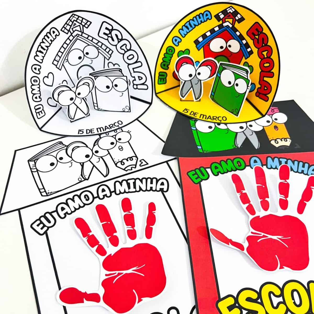 Atividades Dia da Escola Cenário + Mãozinha - Dia da Escola